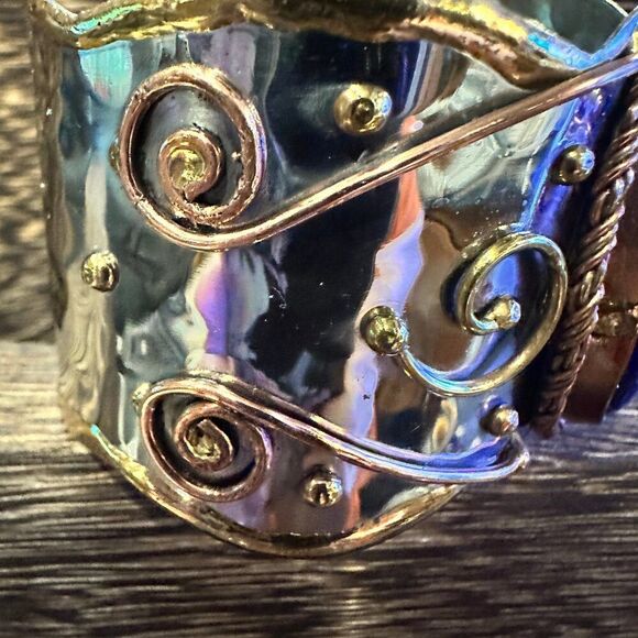 Artisan 2-Inch Wide Lapis Lazuli Cuff Bracelet, Adjustable‎ Mixed Metals, Gift R - Picture 13 of 13